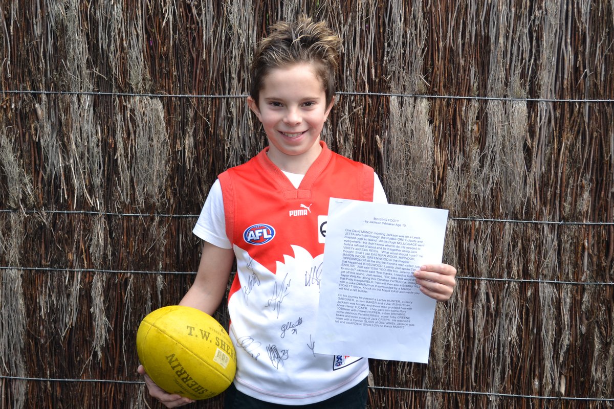 1116sen's tweet photo. LISTEN: On The Kids Edition with @DaisyPearce6 we were surprised by 10 year old Jackson from Sandringham, who told an amazing story using a host of AFL player surnames. This is a must listen.

Here is Jackson and his beautiful family.

Link: https://t.co/u6nsyvZ3qk https://t.co/hElz6cNA2i