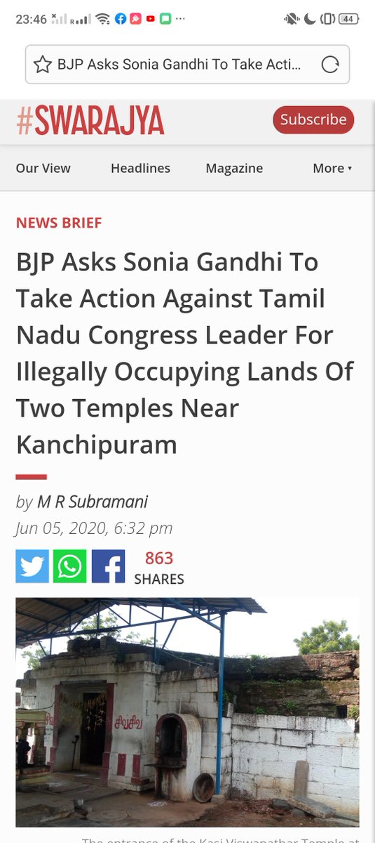  @HRajaBJP was following this up vigorously and in June 2020, BJP  @SuryahSG took this up writing to Sonia on this. But unfortunately  @BJP4TamilNadu looked the other way. Kasi Viswanathar Temple, which owned 1500 acres is made to be confined to small piece of land by unruly Govt..6