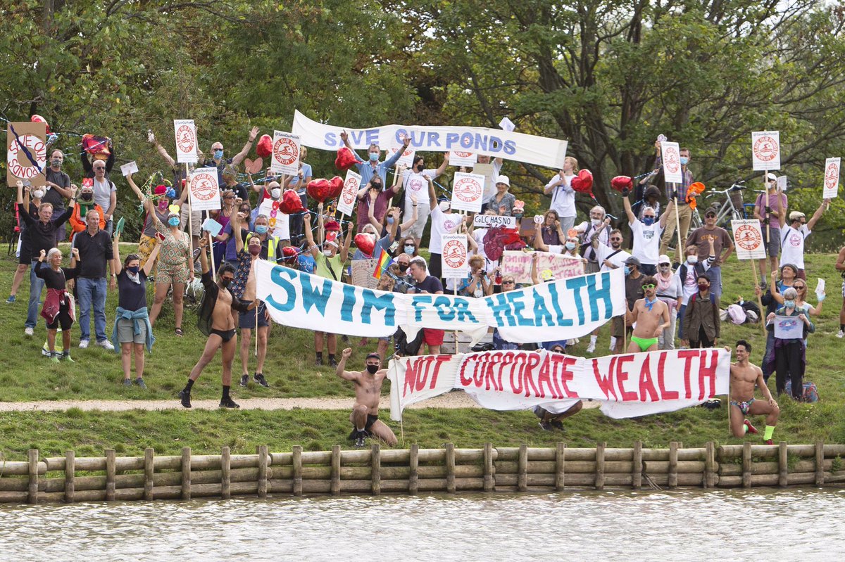 saveourponds's tweet photo. .@AnneFairweather @johnbarradell
Pics from today’s protest against @CityCorpHeath let’s keep #hampsteadheathponds #freefromcompulsorycharges Many thanks to our cohorts at #highgatemenspond & #LGBTQ swimmer activists. Pics @Joshbratt87 et al https://t.co/tES4j6k0NJ