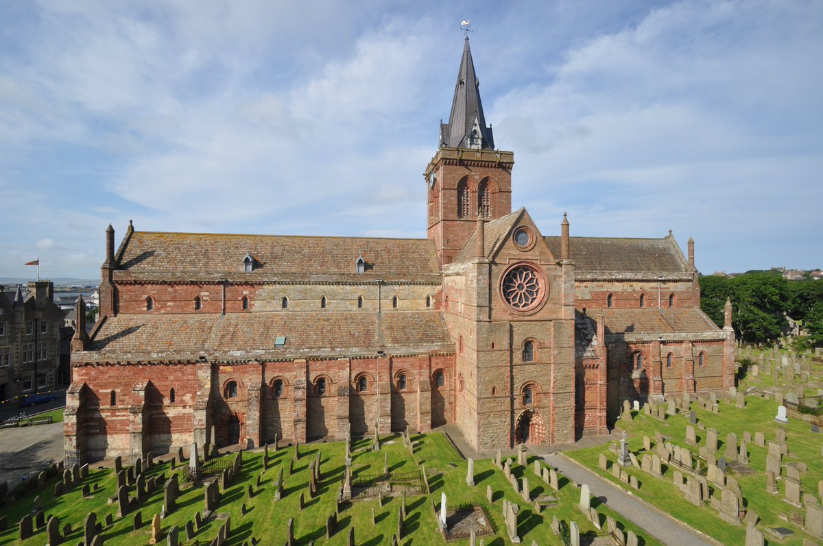 NoTrueScotist's tweet photo. The 12th century Romanesque Cathedral of St. Magnus, in Kirkwall, Orkney—built by Saint Røgnvald “the Crusader” Kolsson, Jarl of the Northern Isles. https://t.co/pjgpYXe0d7