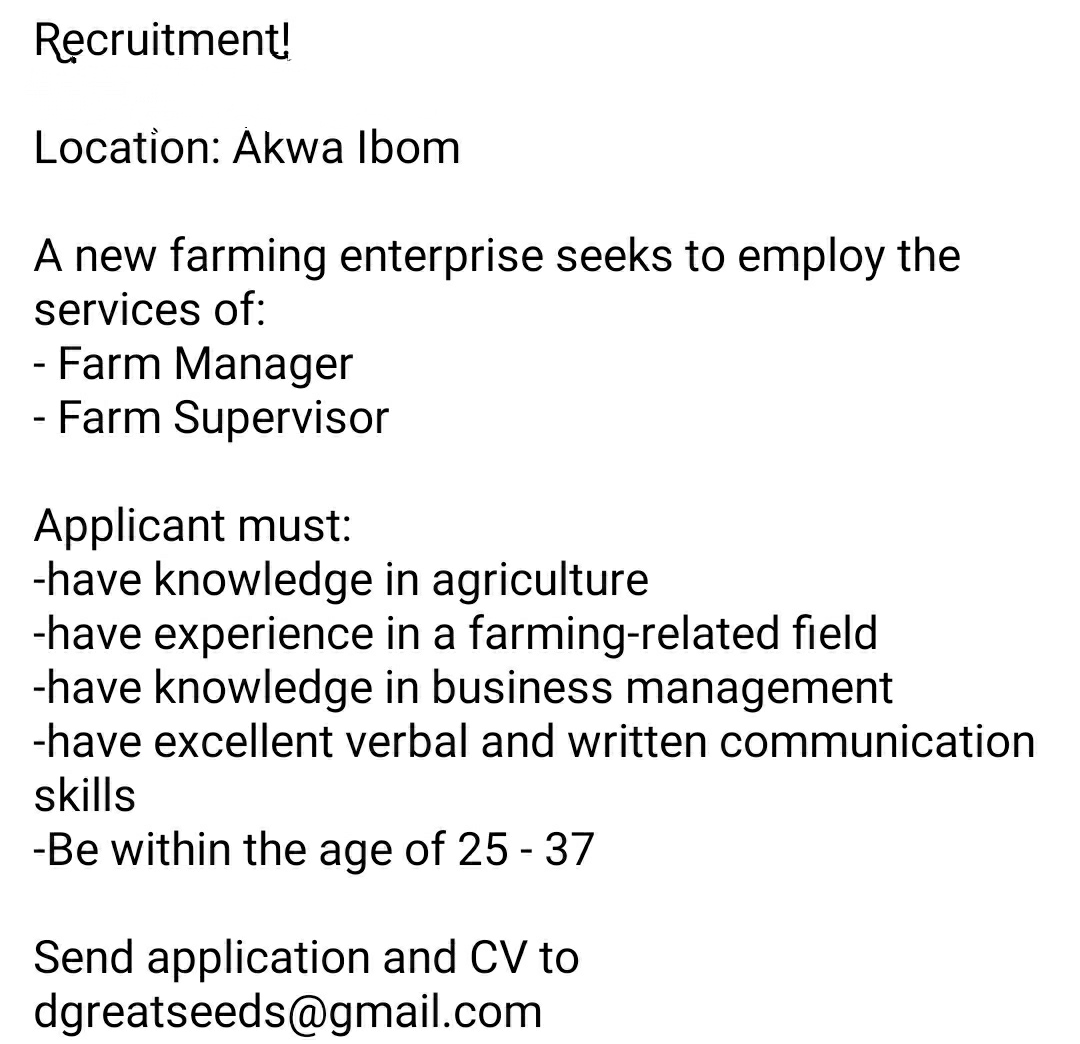 Someone who seeks this opportunity might be in your TL, retweet
#recruitment
#dgreatseeds
#nigerianjobs
#TachaTitansCruise