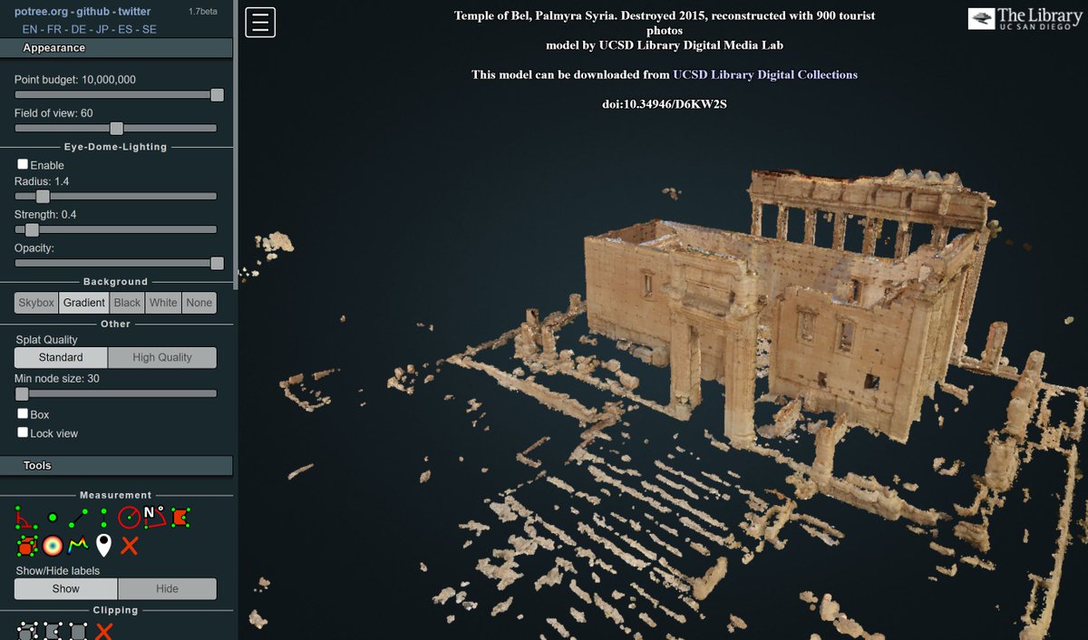viajepatrimonio's tweet photo. La Universidad de San Diego ha recreado en 3D el templo de Bel, destruido en Palmira a manos del ISIS, a partir de más de 3.000 fotos públicas de turistas 

https://t.co/vRFAFwQdPf 

No es lo mismo, pero para los que nunca lo veremos, algo es algo 🙄 https://t.co/9i1lVd1N7G