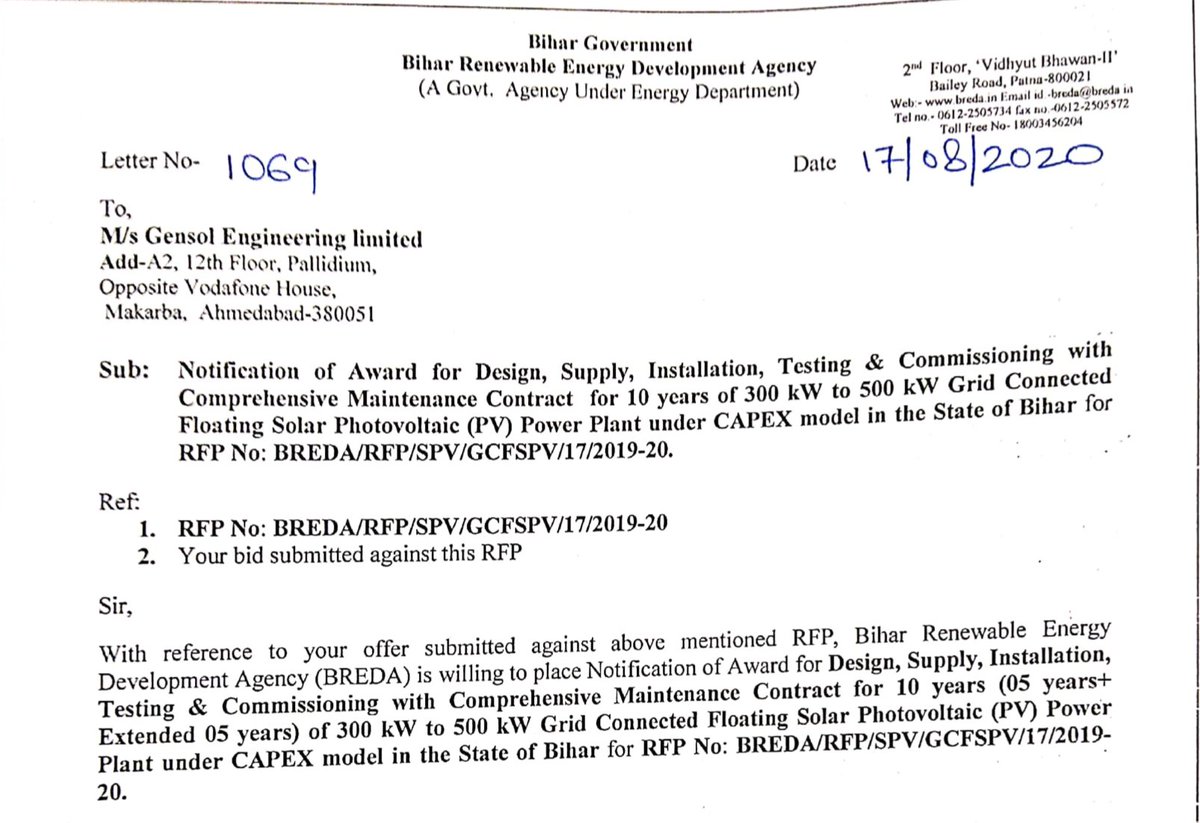 Gensol Group (@gensolgroup) on Twitter photo Floating Solar is the future of solar, <a href="/GensolGroup/">Gensol Group</a> is proud to have been awarded the contract from Govt. of Bihar for building multiple floating solar projects.
We shall be deploying the state-of-art futuristic floating solar technology for these projects.
#solar Floating Solar is the future of solar, <a href="/GensolGroup/">Gensol Group</a> is proud to have been awarded the contract from Govt. of Bihar for building multiple floating solar projects.
We shall be deploying the state-of-art futuristic floating solar technology for these projects.
#solar