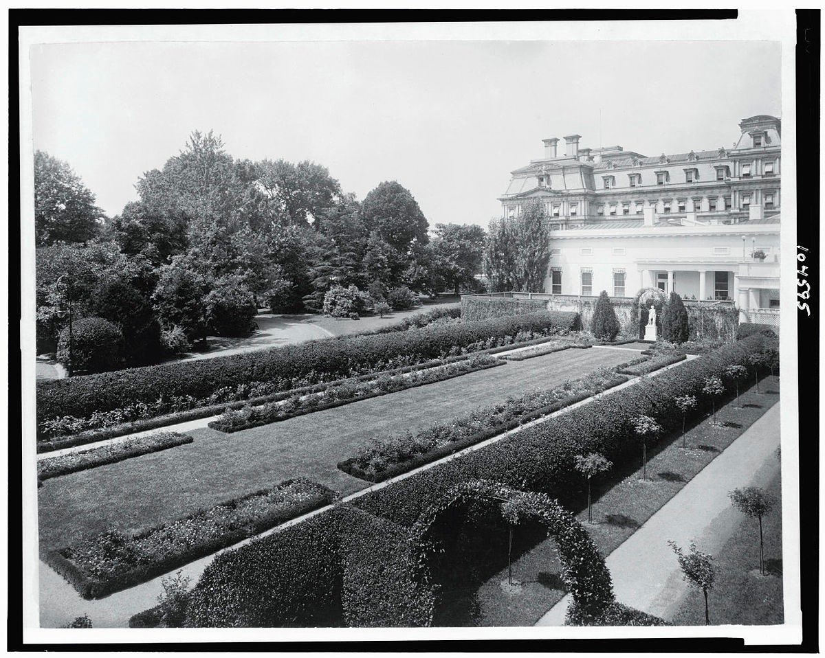 8. The new limestone walkways are very similar to the 1913 design of the EAST Wing Rose Garden during the Wilson admin. (later redesigned and renamed “The Jacqueline Kennedy Garden”) and are now ADA compliant with access to the interior perimeter of the lawn from the portico.