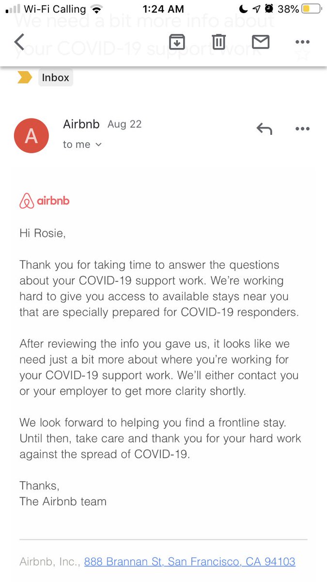 Lostbtwnthepage's tweet photo. @Airbnb I applied for the wildfire free housing because my house burned in #CZULightningComplex and I got this response - I am not a COVID responder, I just need a safe place to stay for a while. Can you clarify?? https://t.co/CxKQh2mHpe