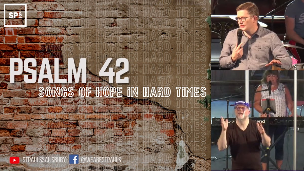 My soul thrists for God, for the living God. When can I go and meet with God?
Join us today at 10.30 in St Paul's and on Youtube as Craig explores Psalm 42 as a Song of Hope. There is worship from Sam and the band, and Debbie is up before the judge...
bit.ly/SPSyoutube