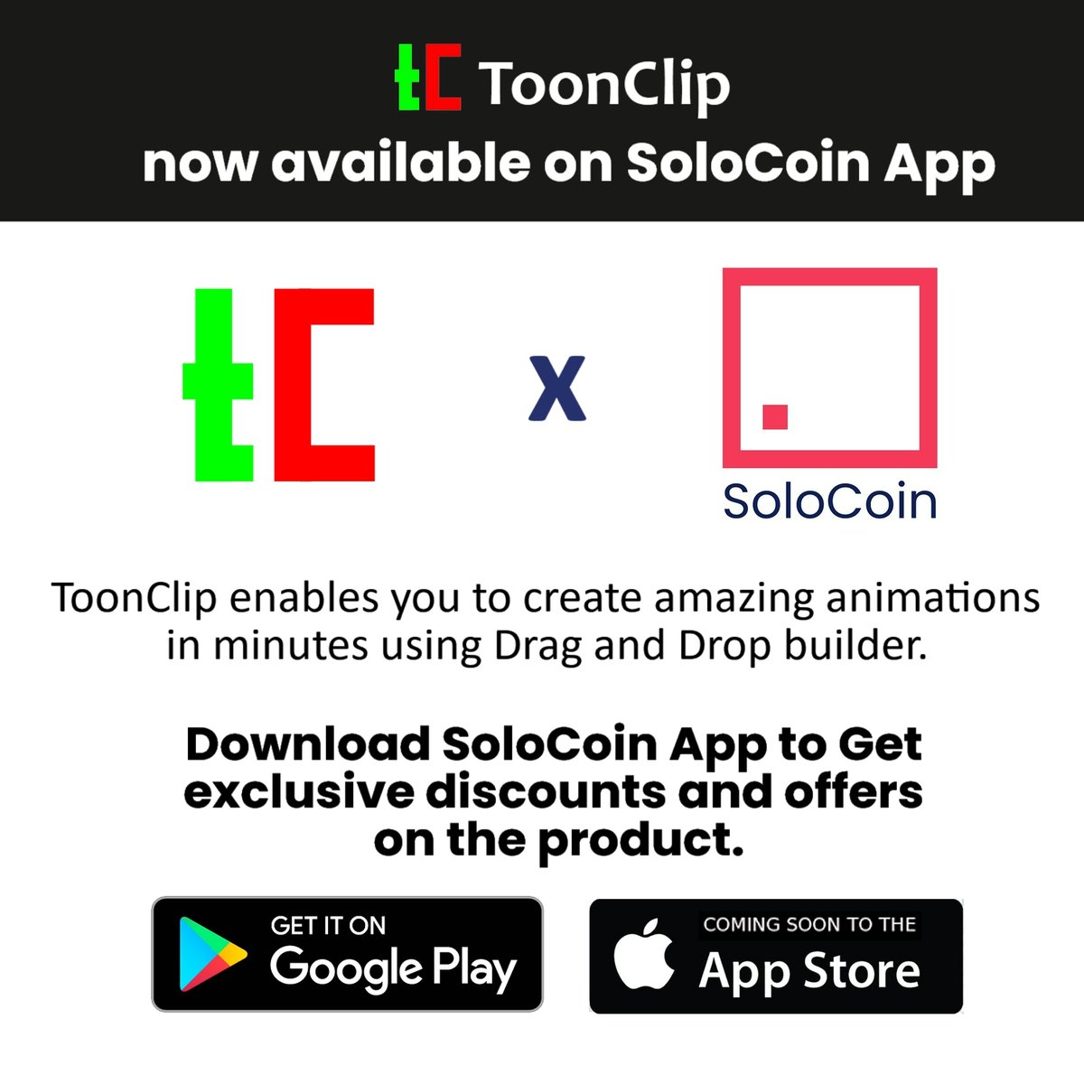 SoloCoinApp's tweet photo. Create amazing animations in minutes using @toonclip. Get exclusive offers on the platform with SoloCoin.
Download the app now: https://t.co/fHnCSCBvsi
Take your creativity to new heights. All while staying in your home.
#rewards #offers #covid #solocoin #StayAtHomeSaveLives https://t.co/cye8a4s6Vy