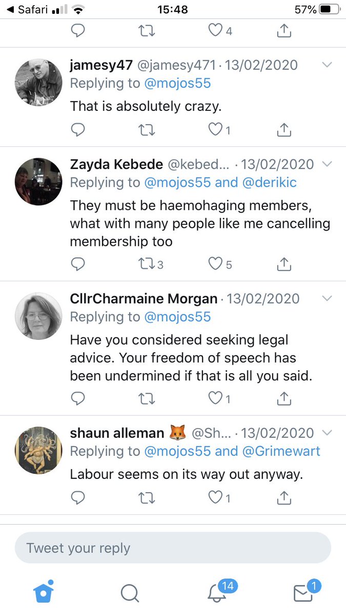 Cllr Morgan – Leader of a Labour group – replied supportively to this racist conspiracy theory containing tweet, suggesting that Fitzsimmons’ “freedom of speech has been undermined”.Cllr Morgan is happy to align with someone removed from Labour for virulent anti-Jewish racism.