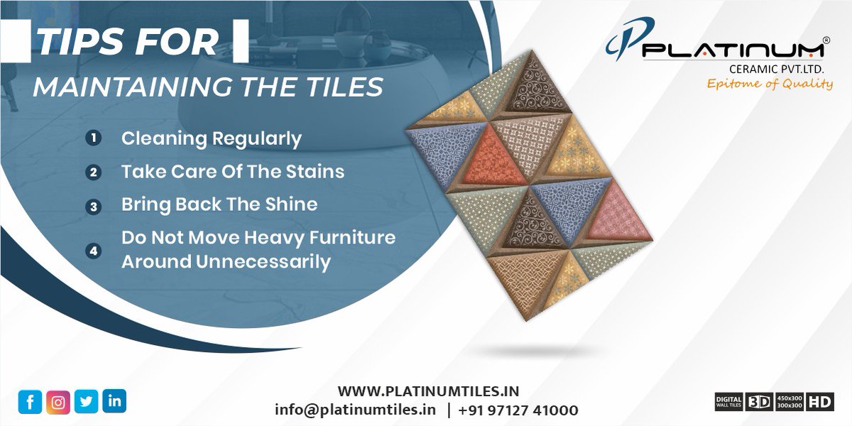 platinumtiles_'s tweet photo. #tipsforceramic #tilestips #maintanance #tilesaddiction #TileStore #tilesdesign #tilesforwall #tileshowroom #tilesofinstagram #tilesfrommorbi #tilestoreonline #tilestonetrends #tilespecification #tilesfloor #tilesupply #tileselection #platinumtiles #ceramictiles #antiquetiles https://t.co/f99u5qfoD8