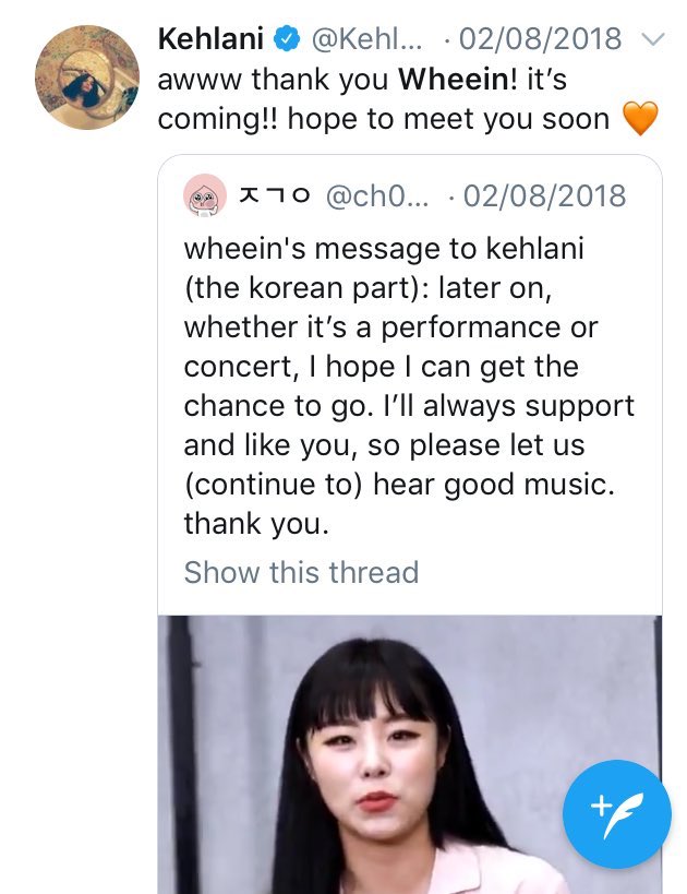 both taeyeon and wheein are fans of kehlani and both have noticed by her and are successful fangirls(taeyeon and kehlani are following each other on ig, and kehlani like some taeyeon’s posts)