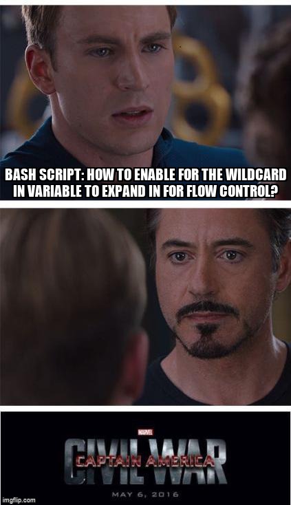 Ask Ubuntu Memes Bash Script How To Enable For The Wildcard In Variable To Expand In For Flow Control T Co Tvuyfoxfqi Scripts Bash Commandline T Co 8fvwbuupbl Twitter