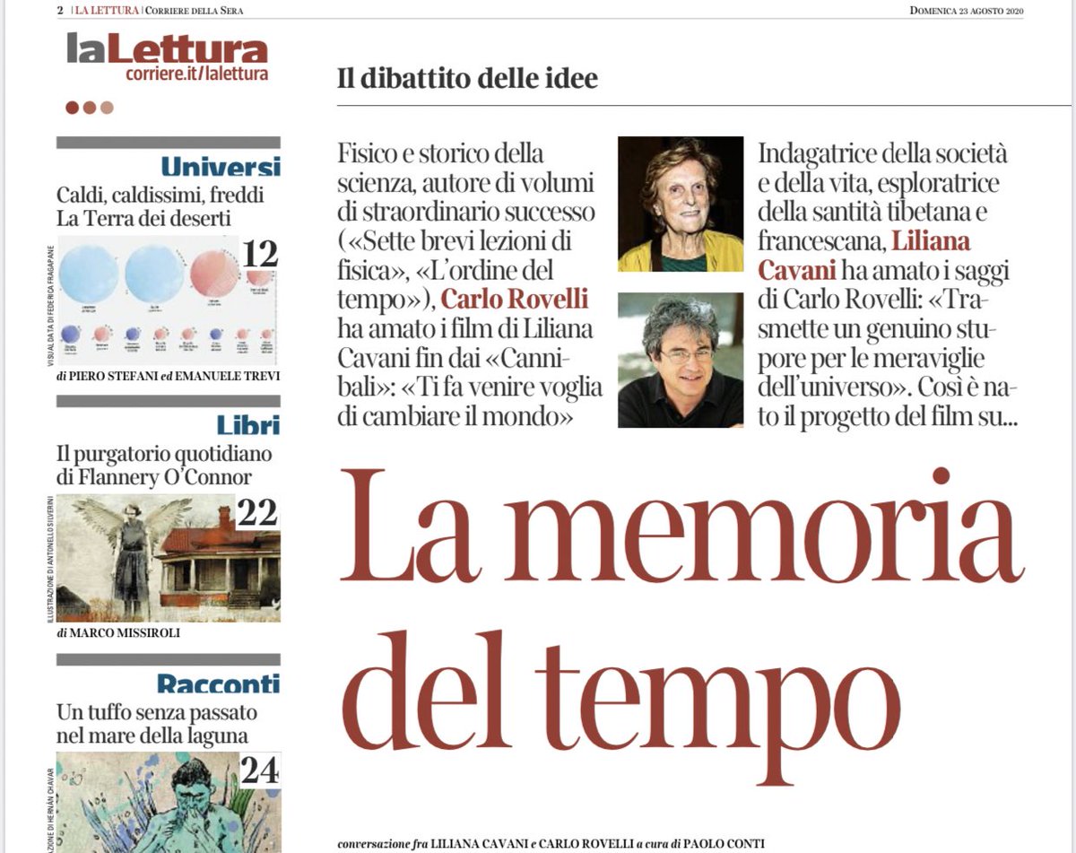 VentagliP's tweet photo. La regista Liliana Cavani ha letto e subito profondamente amato #LOrdineDelTempo, di @carlorovelli @adelphiedizioni 

La Cavani dirigerà un film con lo stesso titolo del libro. 

Su @La_Lettura #n456 

#23agosto 

#UnEstateCon noi su #VentagliDiParole per #VivaLaLettura https://t.co/vos2DObW5E