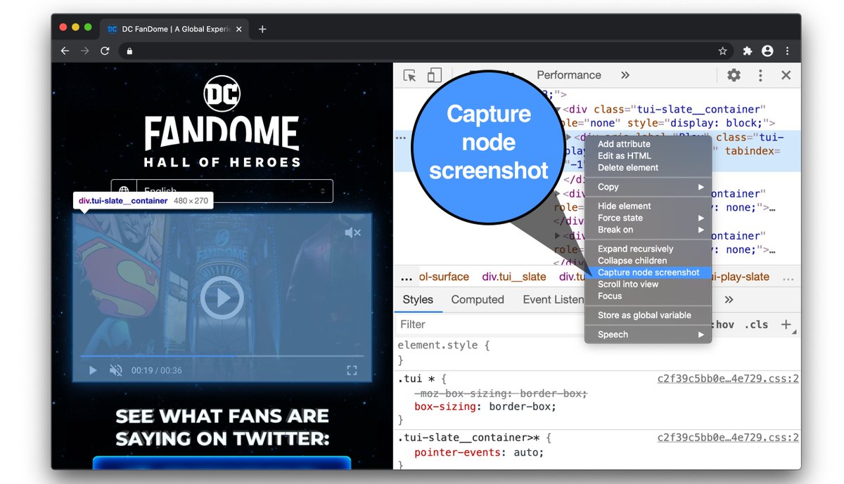 addyosmani's tweet image. In @ChromeDevTools, you can now right-click any element to take a screenshot of that element! bit.ly/devtools-86