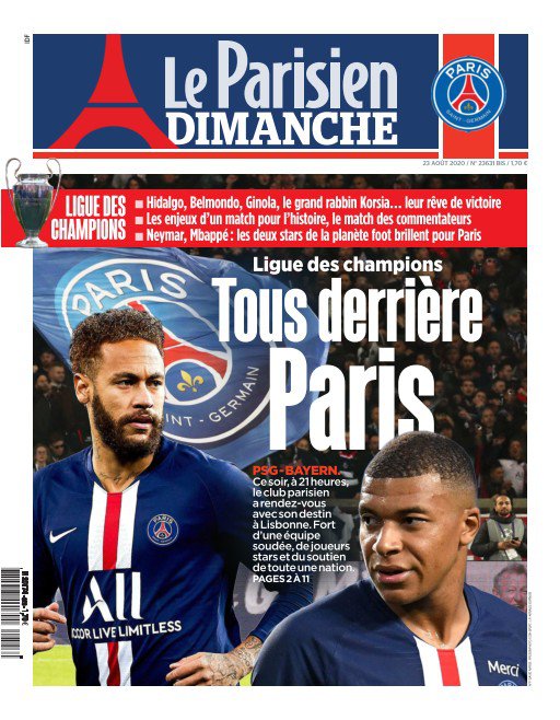 En toute logique, c'est une toute autre ambiance en une du quotidien régional "Le Parisien", qui fait sa une plein pot sur la finale de son club avec une manchette de supporter. Pas de "?" ici évidemment. Le logo aussi a été revu.