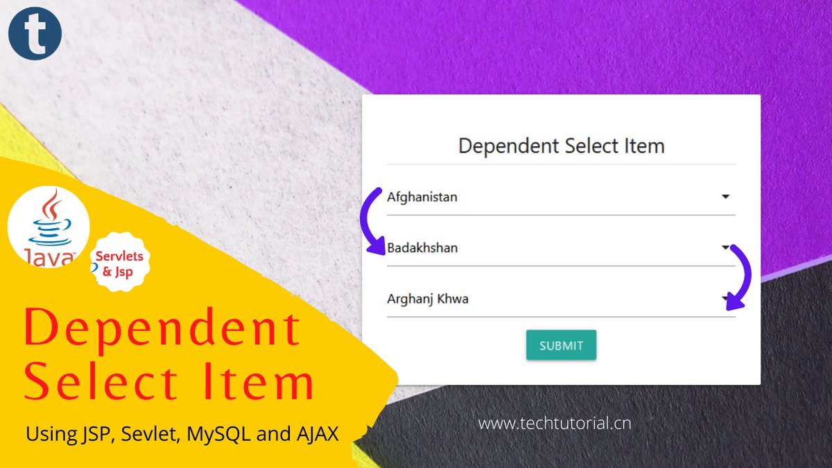 Dynamic dependent drop-down list with AJAX, JSP & Servlet and MySQL Database youtu.be/b09y2kQmljc Visit Our Website: techtutorial.cn ***Hire me on Fiverr bit.ly/321sxLt #Pakistan #Bangladesh #KingOfHeartsSidharth #Batman #DigitalMarketing #jsp #servlet #ajax