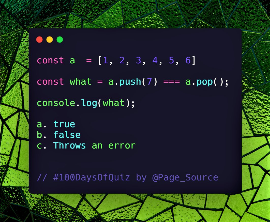 Day 23 question in JavaScript 100 Days Of Quiz What is "what" in this question? #100DaysOfCode  #JavaScript  #100DaysOfQuiz