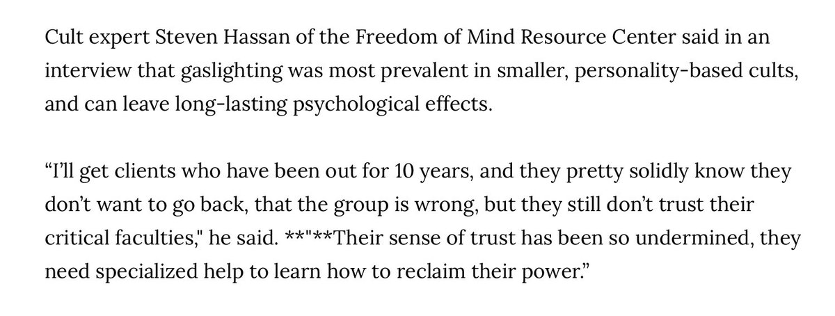 Describes the psych problem our MAGA family & friends will have: “Their sense of trust has been so undermined, they need specialized help to learn how to reclaim their power” https://www.vice.com/en_us/article/7xgdq9/keith-ranieres-sex-cult-was-powered-by-gaslighting-experts-and-witnesses-testify