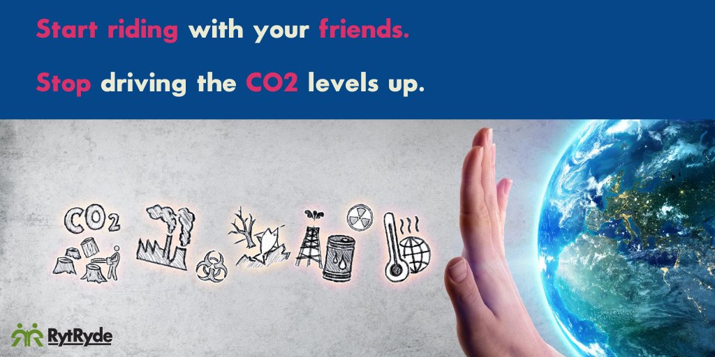 It is time to contribute, It is your role, reduce CO2 emission by using RytRyde. Register on the website to take part in our journey. 
#co2reduction #carbonfootprint #carbondioxide