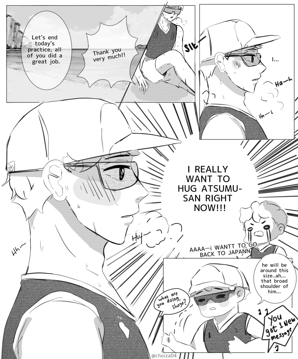let me upload it before regretting everything *cries*

5 pages #atsuhina doodles about shoyo who suddenly misses atsumu in Brazil? (see the rest 2 pages below?)
(3/5) 