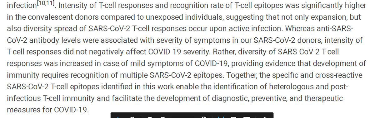 10/n A l'inverse, l'intensité de la réponse immunitaire des lymphocytes T (multiplication des lymphocytes dans des clones déjà existants) et la présence d'anticorps n'est pas corrélée à une atténuation des symptômes.