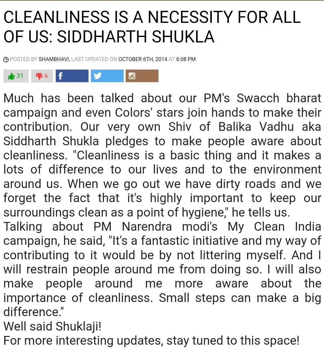 Cleanliness is necessity for all of us.           :  @sidharth_shukla  #SidharthShukla  #SidHearts  #KingOfHeartsSidharth