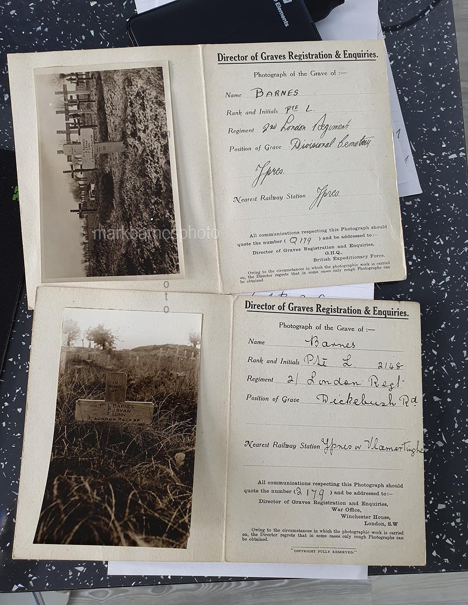 The three men were originally in a shared grave as these Graves Registration cards show. I assumed there wasn't much of them left as they were killed by shellfire.