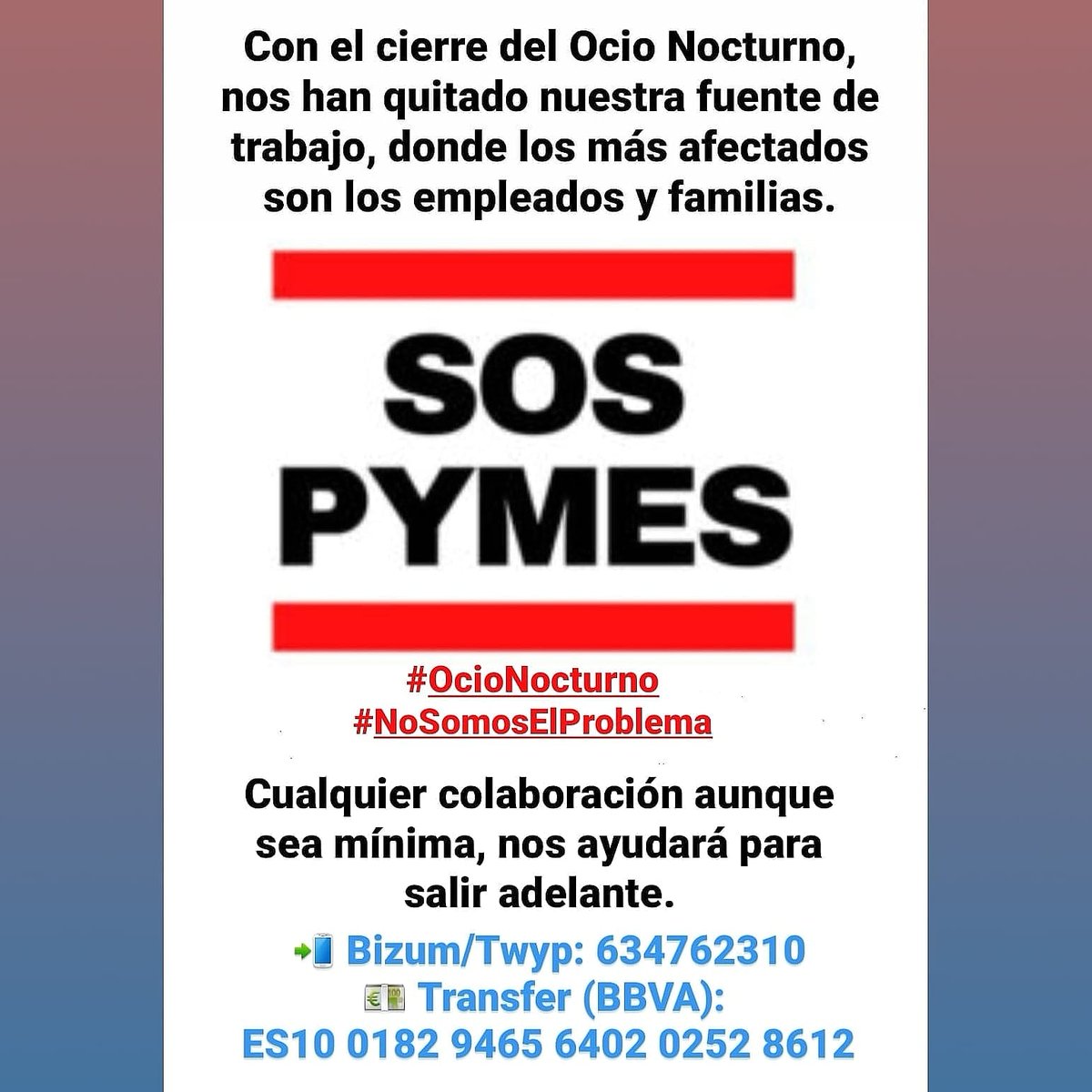 Detrás del cierre del Ocio Nocturno, hay empleados y familias gravemente afectadas 😢😢.