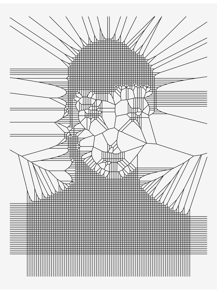 geokaramanis's tweet photo. Voronoi portraits. This script may need some tweaking based on the input image, see the code: https://t.co/MixvIVhEKw 

#aRt #RStats https://t.co/BXYWdxfZts