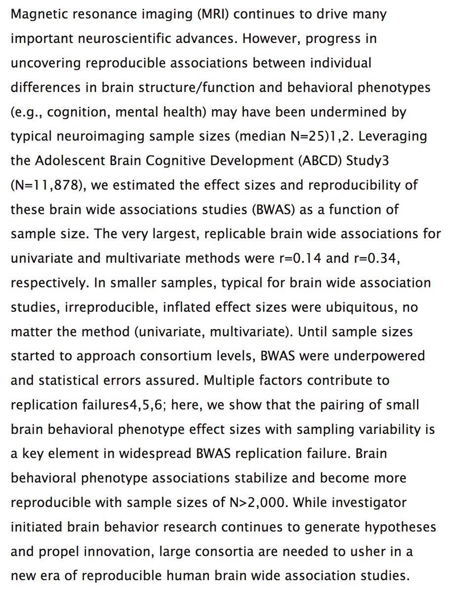 Towards Reproducible Brain-Wide Association Studies  https://www.biorxiv.org/content/10.1101/2020.08.21.257758v1 (thread follows...)