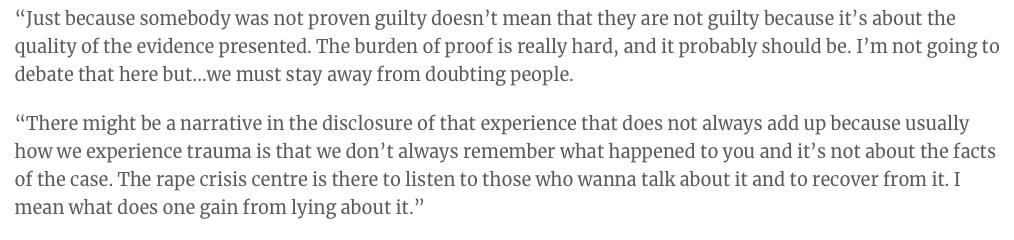 Here is the quote that I should have posted further up the thread, where he sort of claims that the truth doesn't matter, and implies that service users won't be fully believed.