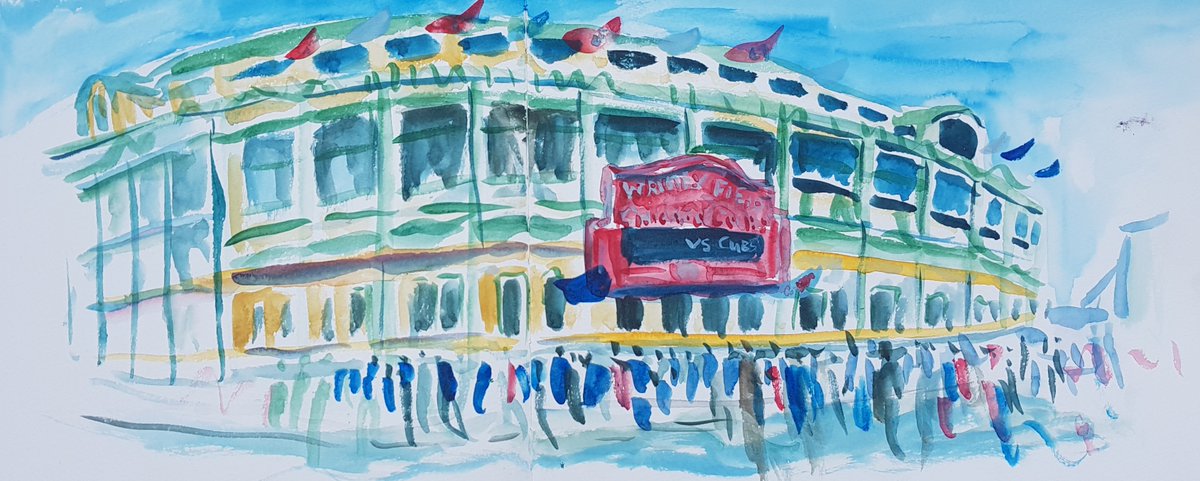 19/08/23MLB Ballpark 15/30 Wrigley Field  @cubs vs  @Nationals Painted the infamous marquee outside Wrigley pre-game. Met local street vendor Antonio, while on the corner. @mitchdudek  @BrianBernardoni  @suntimes  @MDGonzales  @North2North  @LMRicketts  #DiamondsOnCanvas  #AndyBrown