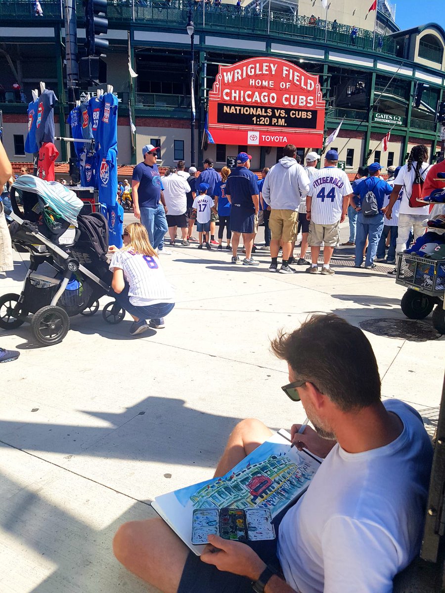 19/08/23MLB Ballpark 15/30 Wrigley Field  @cubs vs  @Nationals Painted the infamous marquee outside Wrigley pre-game. Met local street vendor Antonio, while on the corner. @mitchdudek  @BrianBernardoni  @suntimes  @MDGonzales  @North2North  @LMRicketts  #DiamondsOnCanvas  #AndyBrown