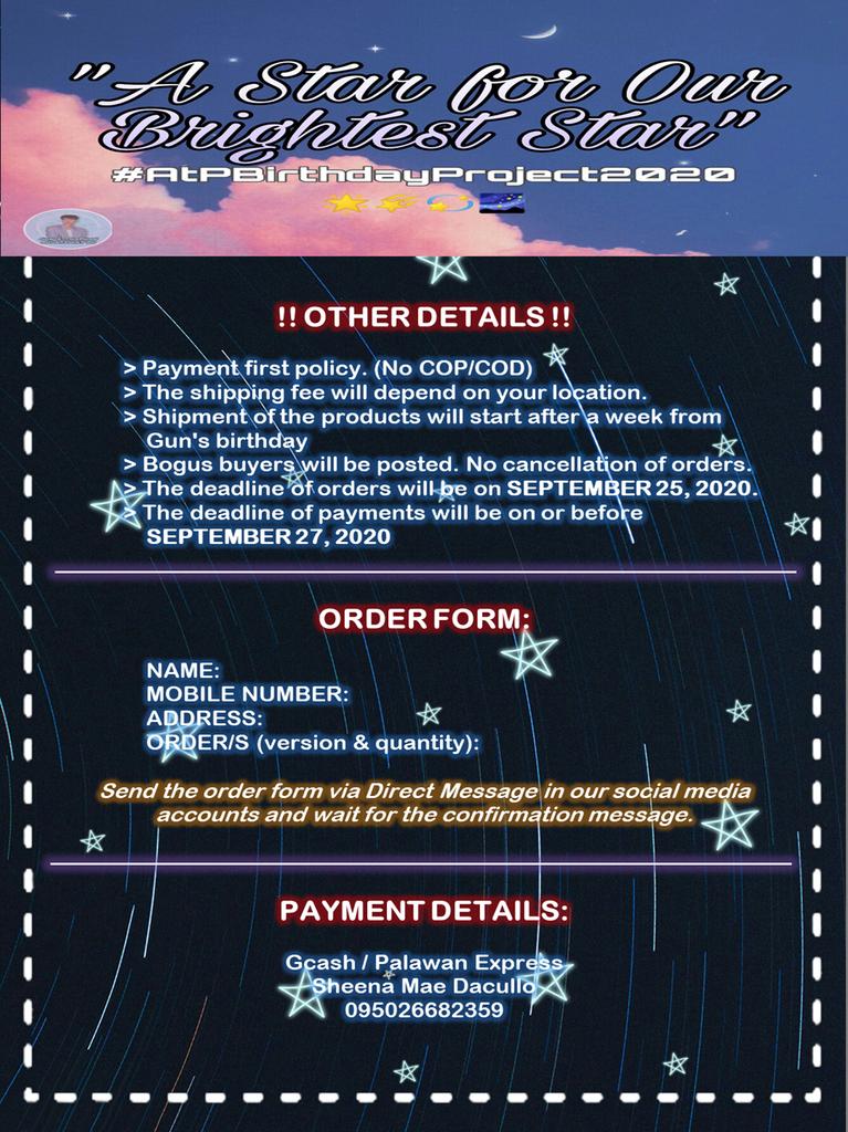 GunAtthaphanPH_'s tweet photo. "A STAR FOR OUR BRIGHTEST STAR"
#AtPBirthdayProject2020
🌟🌠💫🌌

‼️ MAKE READING A HABIT ‼️
1st pic - ABOUT THE PROJECT
2nd pic - VERSIONS
3rd pic - VISUAL VERSIONS
4th pic - OTHER DETAILS (important to read!)

#AStarForOurBrightestStarAtP
#ออฟกัน
#กันอรรถพันธ์น่ารักกว่าที่คิด https://t.co/jVlRny70h0