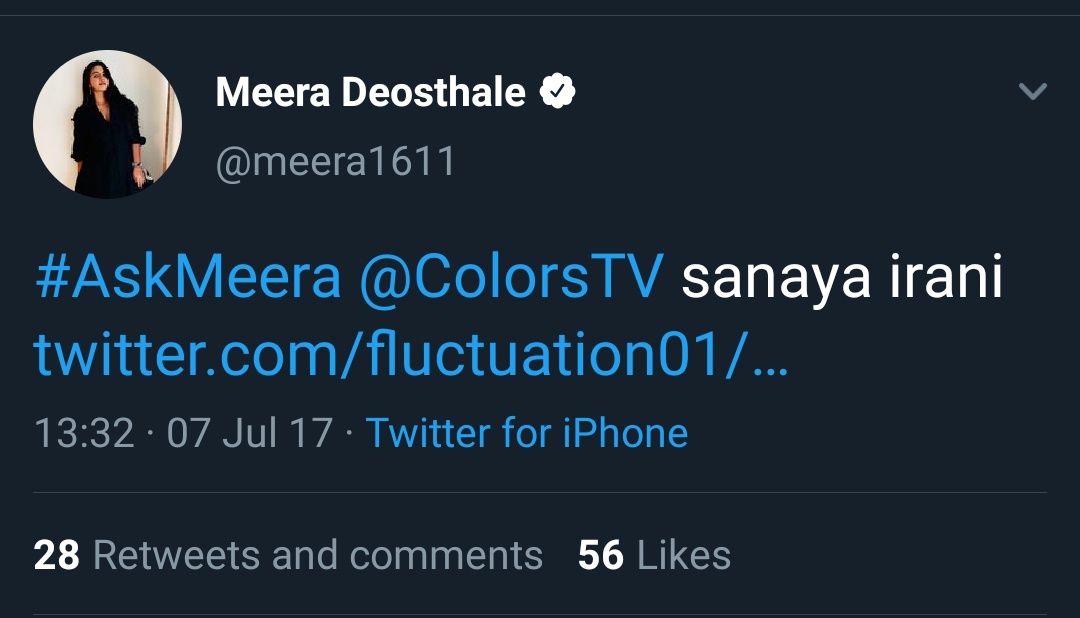 6. Tv serial udaan lead actress meera deosthale said sanaya irani is her favorite from tv industry  when some one asked who is your favorite from tv? #SanayaIrani 