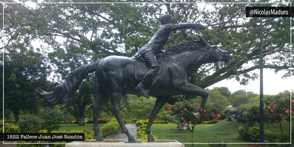 Conmemoramos 198 años de la siembra de uno de los héroes más aguerridos de nuestra historia, Juan José Rondón. Guariqueño que defendió la causa de la libertad con el más grande patriotismo. Rondón vive en millones de hombres y mujeres que están dispuestos a pelear por la Patria.