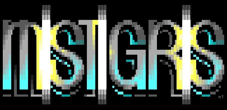 An awesome opportunity opened up yesterday, so instead of drawing a new logo I decided to try and actually colour yesterday's ASCII logo by myself. This is the result: if memory serves, my first ever fully coloured ANSI logo. Tips for improvement are very welcome.

#ansi #ansiart