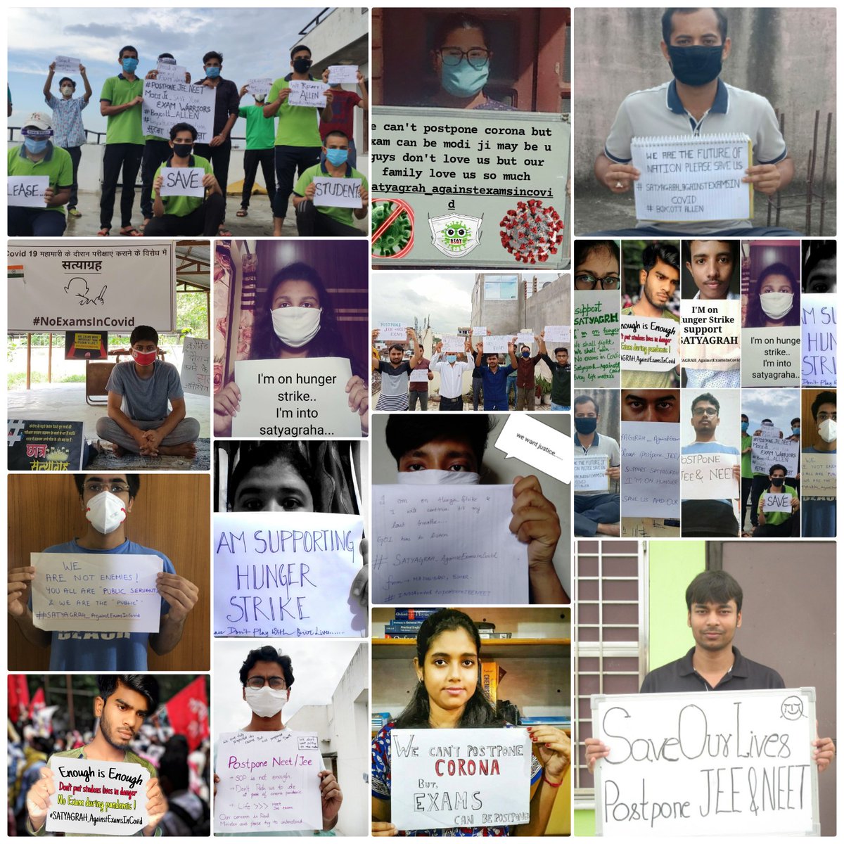 bensivakumar's tweet photo. Supports From All Over India 🇮🇳

Students United For a Strike 👬

Support them and Retweet Max as You Can 👏

Credits &amp;Follow 👉 @bensivakumar

#SATYAGRAH_AgainstExamsInCovid https://t.co/YMIpzcYk5c