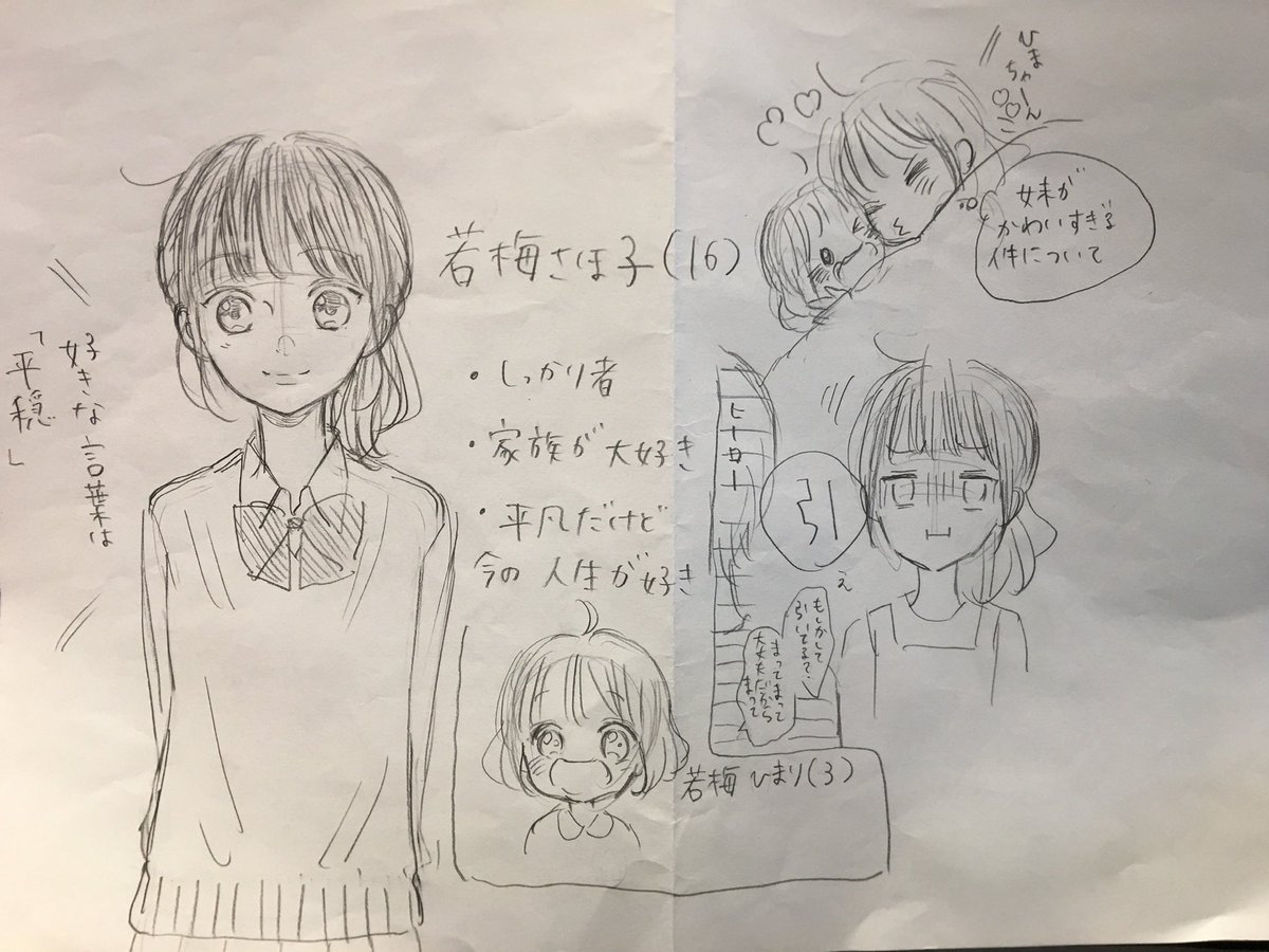 君ベツの一番最初に描いたキャラ表出てきたのでペタリ??(皇太の年齢変わってます)

さほ子は最初眼鏡キャラでも卑屈キャラでもなかったんです?でもネーム直しながら皇太とかけ合いしてるうちに1話のさほ子が爆誕しました?皇太はほぼ変わってないな笑 