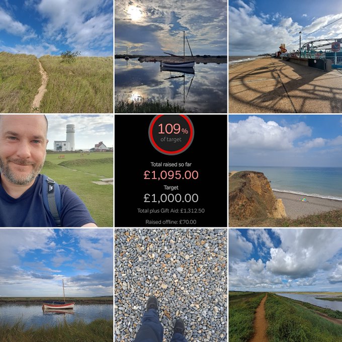 NorfolkMind's tweet photo. HUGE BIG WELL DONE to @Jon_Clifton78 who walked the North Norfolk coast path.
He has raised £1300 for lots of local charities including Norfolk and Waveney Mind. We hope your feet are recovering well Jon, you absolute star!
#thankyou #gratitude #sundaysuperstar #fundraising https://t.co/g08qElpJ3c