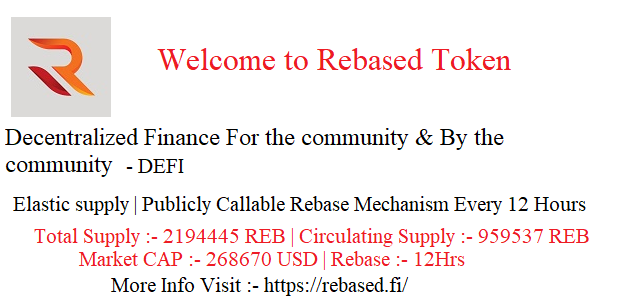 tulasiraolanke's tweet photo. Welcome to Rebased Token $REB A Decentralized Finance For the community. By the community @Rebased_ 
Elastic Supply | Publicly Callable Rebase Mechanism Every 12 Hours  Like &amp; Retweet #DeFi  Community 
@cctip_io draw 0.001 ETH 300 #$REB https://t.co/ceUonV2DiR