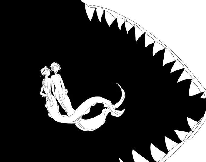 でっかい魚に飲み込まれたリチ兄弟ジェイフロ寄り
(※軽度ですがグロ表現注意) 