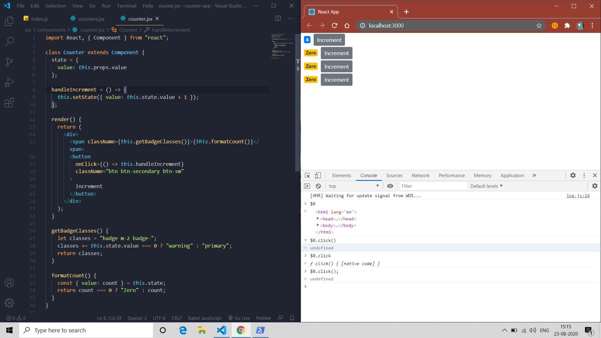 jatinkumar_22k's tweet photo. {Day="65/100"}
Yo,Coders!
Today i learn about "props vs state" in React..😁
.
Props are "read only" and state its just opposite..🤪
.
#100DaysOfCode #React #javascript #programming #programmingjoke https://t.co/woJM1MxxMi