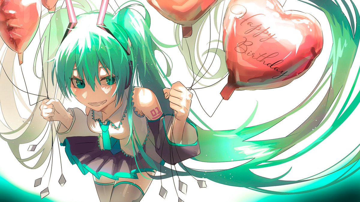 hatsune miku 1girl solo long hair balloon skirt twintails detached sleeves  illustration images