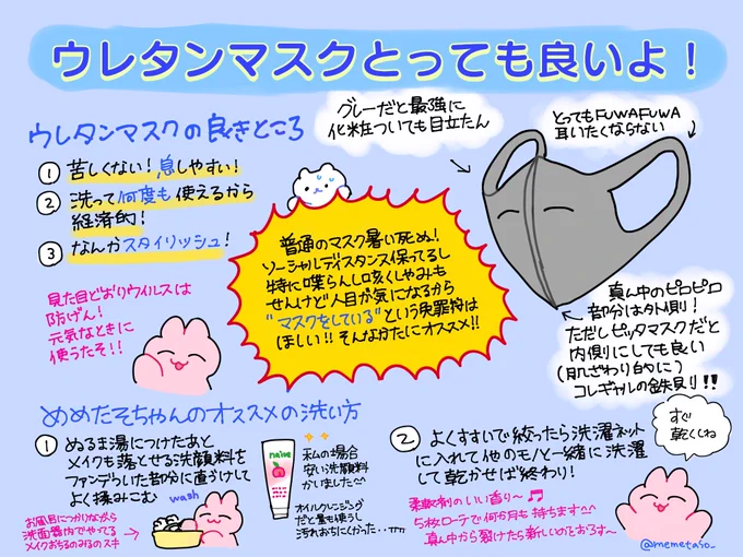 ウレタンマスクとっても良いよ❗️?

おろしたては石油くさいのでよく洗って上下確認してはめよ!熱中症に気をつけながら残暑乗り切ろ〜 