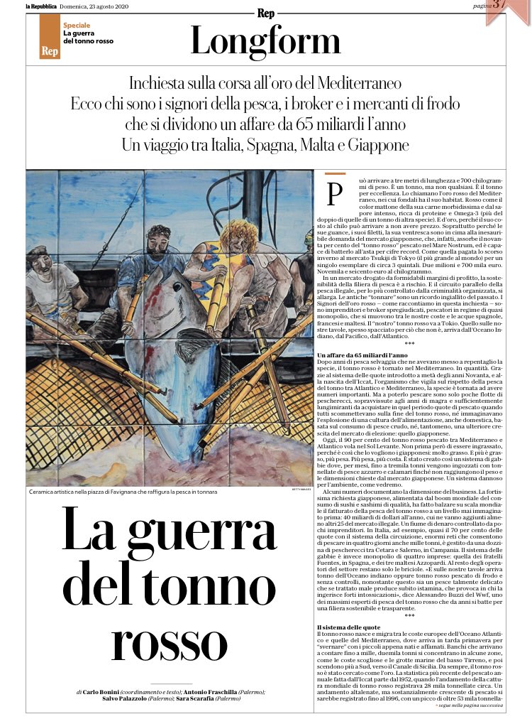 L’inchiesta “La guerra del #tonno rosso” è oggi anche su @repubblica di carta #longform #Mediterraneo @carlobonini @Salvo_Palazzolo @AntonioFraschi e Sara Scarafia