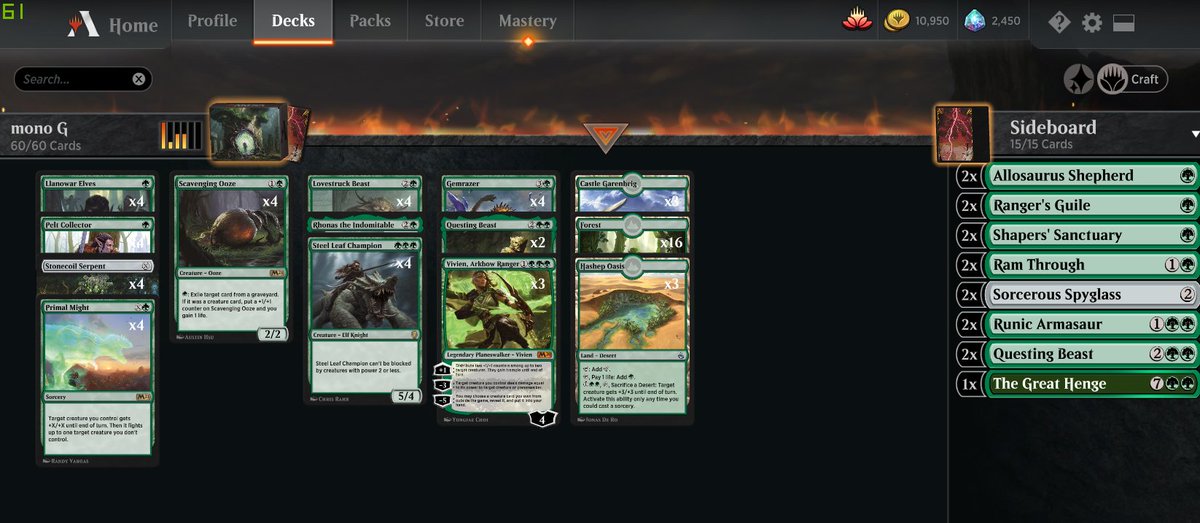 5murf1's tweet photo. almost standard deck mono G aggro
20-5
mythic 95% > #70
have to aggressive mulligan

@ArenaDecklists
@mtgazone https://t.co/WyZ3SYco03