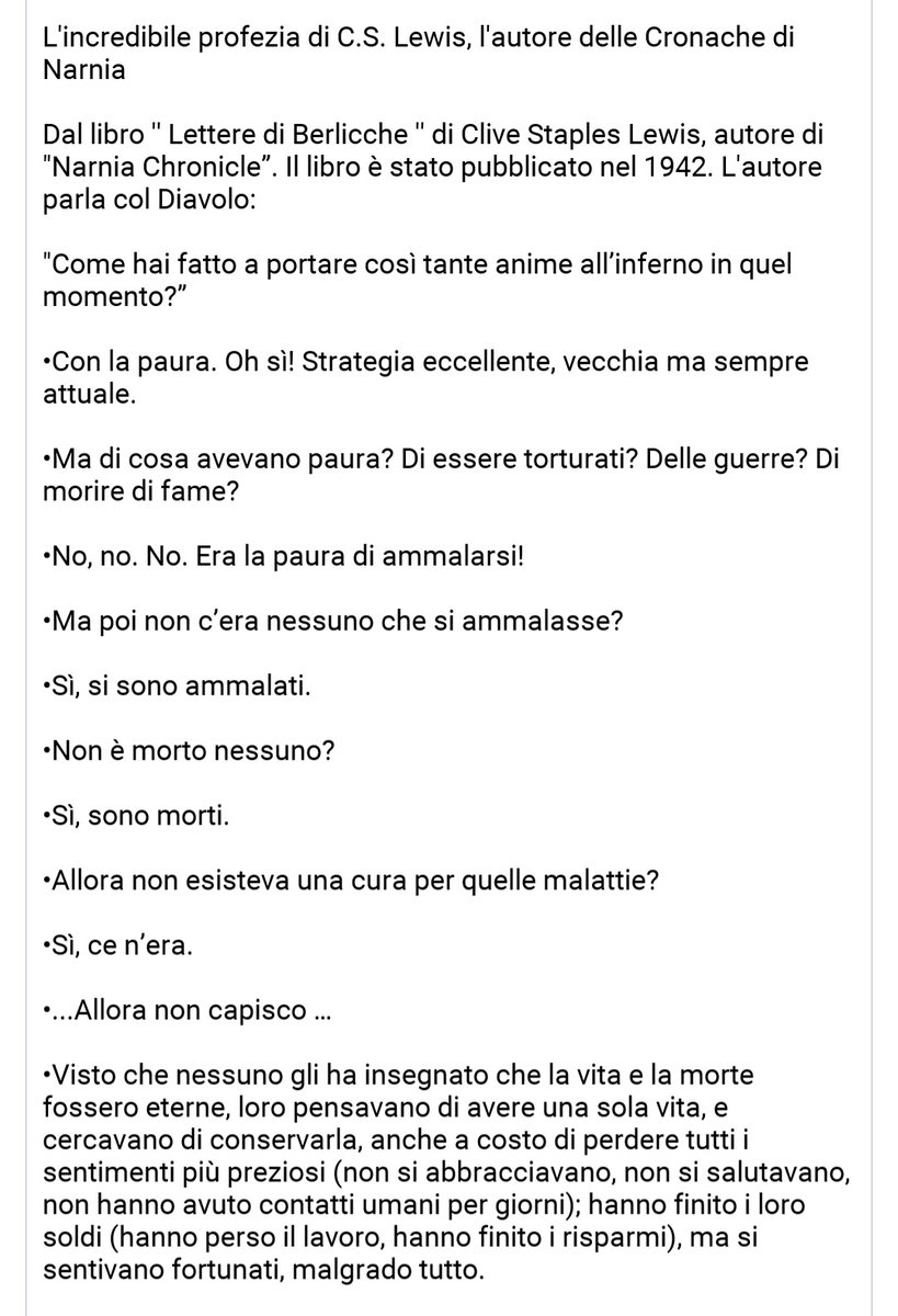 kattolikamente's tweet image. Leggete C.S. Lewis in questo tempo di #coronavirus e meditate