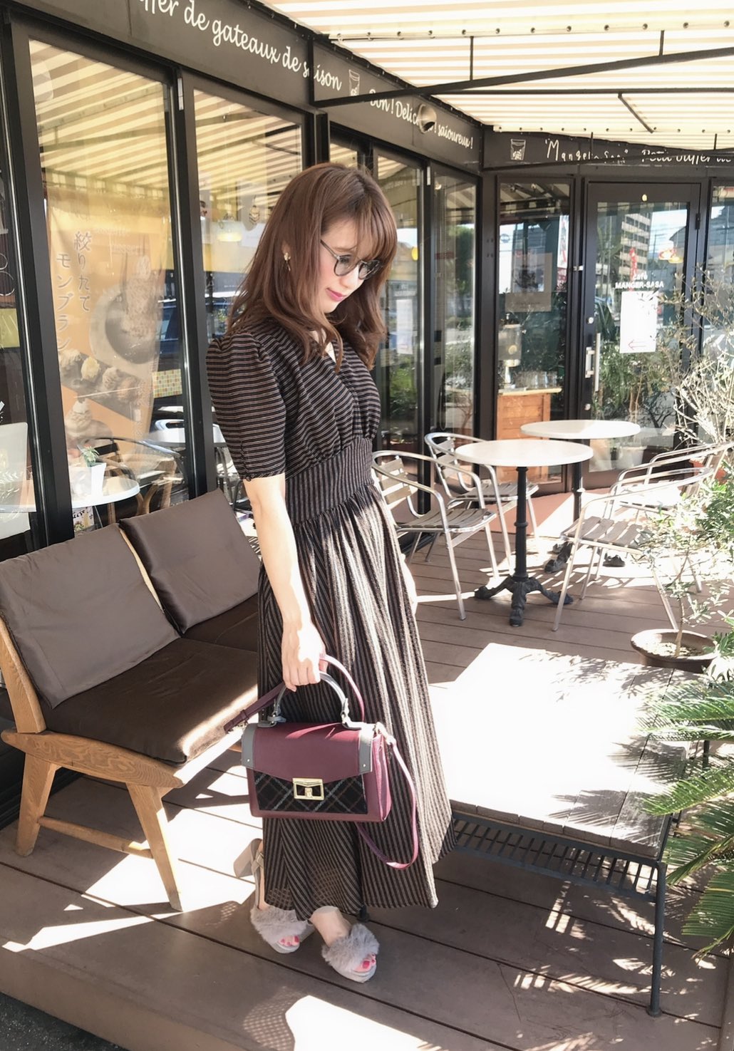 herlipto  Striped Midi Dress