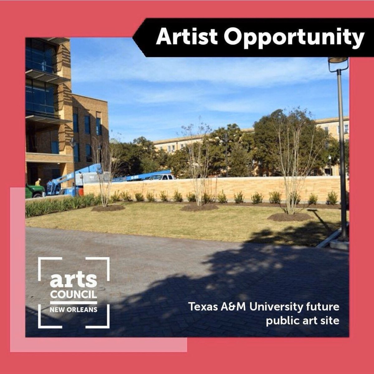 DesignSod's tweet image. #sundayfunday @artsneworleans Texas A&amp;amp;M University @tamugalleries is seeking artists or artist teams to create a site-specific public art installation. The application deadline is Aug. 30, 2020.
Visit: bit.ly/texasamartistc… for more info. 
#artistopportunity #artinstallation