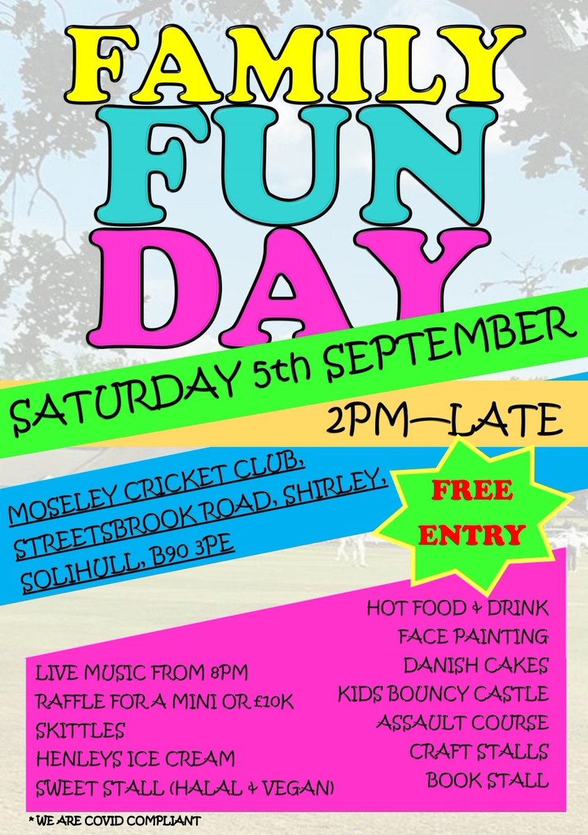 We have organised a Family Fun Day for everyone to come and enjoy

It's a free entry event with multiple stalls, games and bouncy castles for kids and food and drink for all

We are running a free raffle for everyone that shares or retweets this event to win £30 voucher
